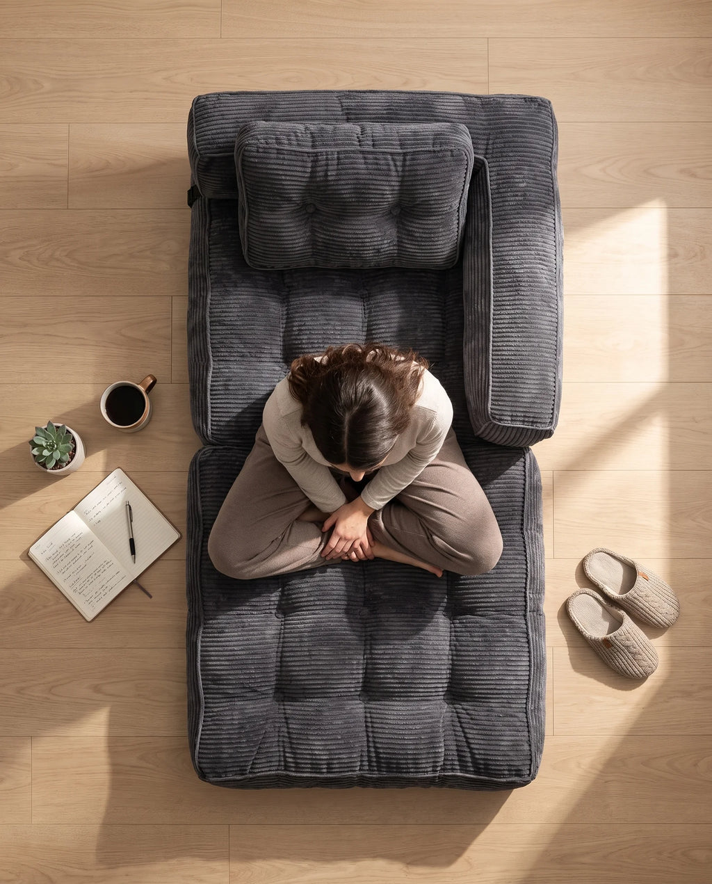 Le Nomi - Fauteuil / Lit Convertible Pliable en Velours Côtelé
